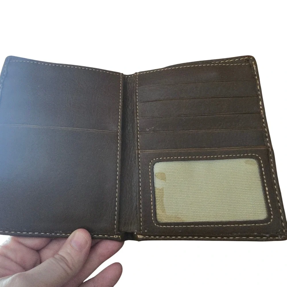 Relic Brown Leather Passport Wallet US Great Seal Vintage Travel Organizer
